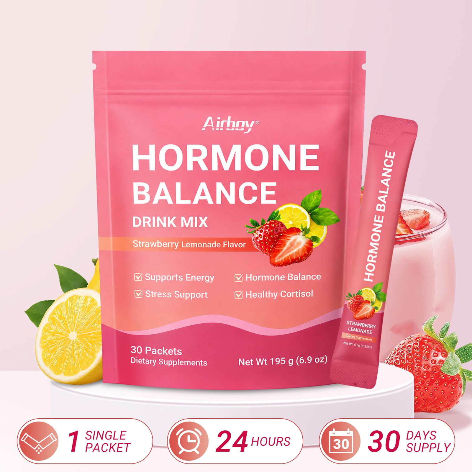Airboy primer plano de Shatavari y Rhodiola para apoyo adaptógeno