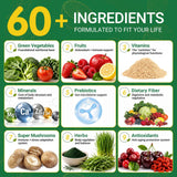 Airboy variedad de ingredientes supergreens como spirulina y kale beneficiando nutrientes