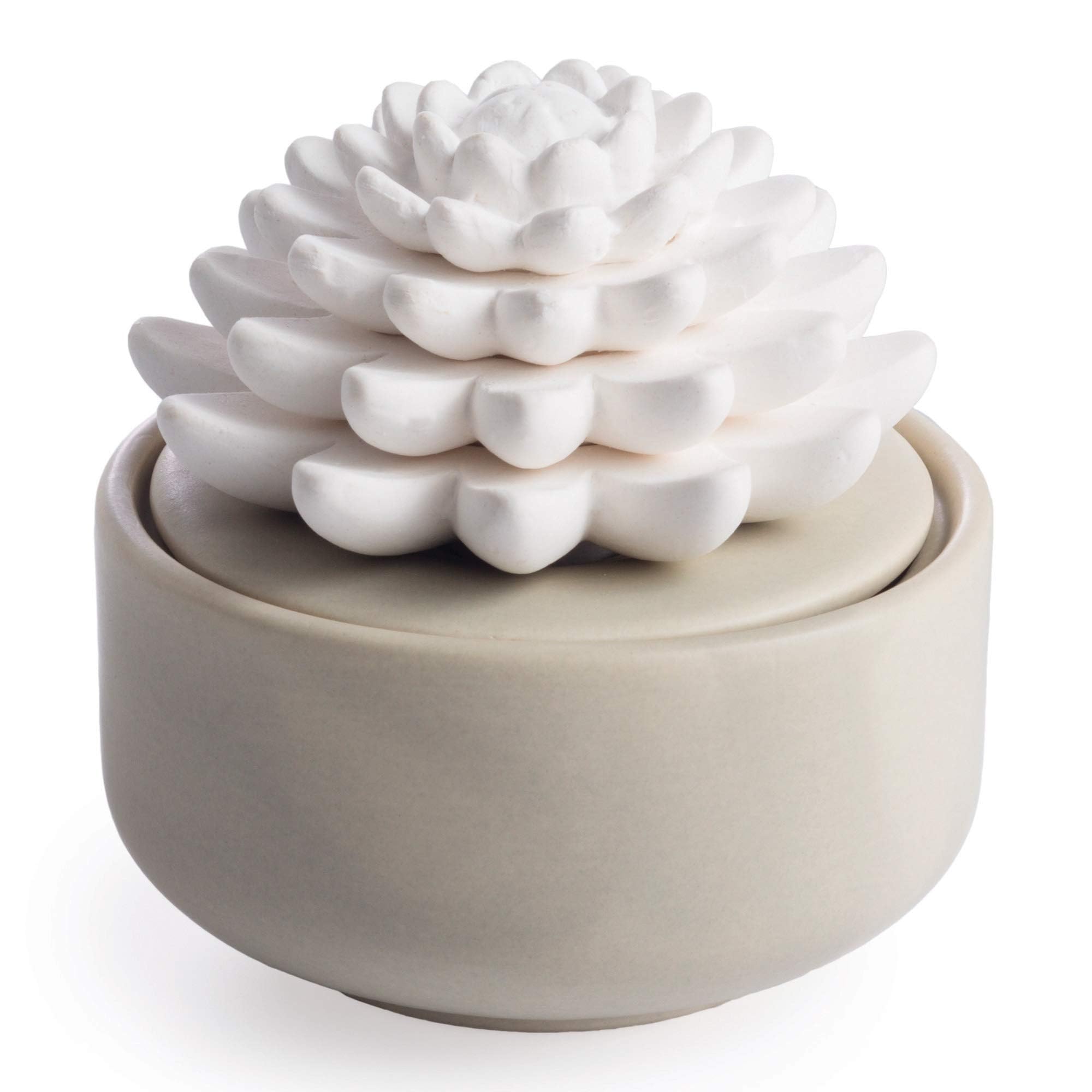 Airomé difusor frontal blanco mostrando diseño elegante y estética calmante
