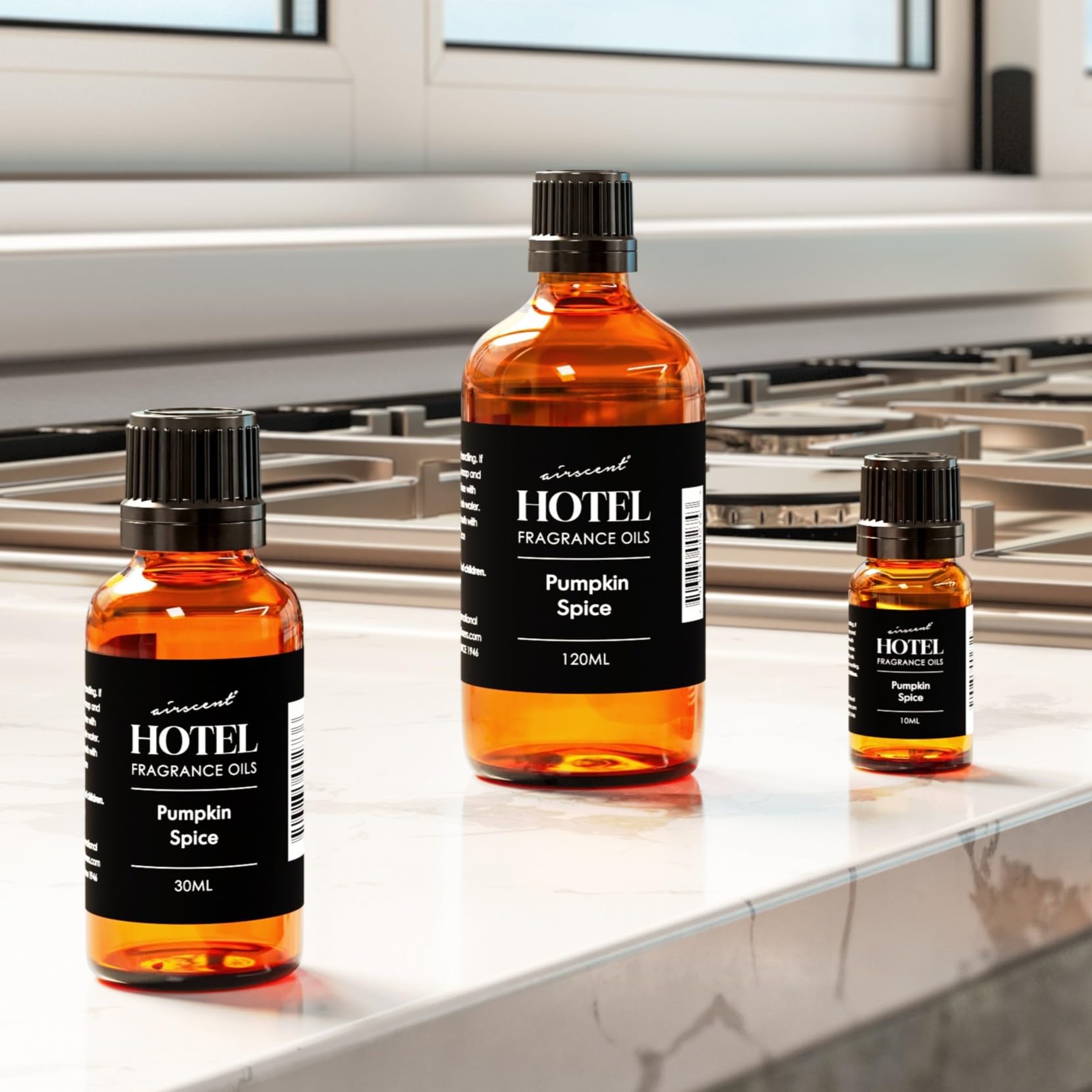 Air-Scent aceite Pumpkin Spice junto a velas artesanales resaltando compatibilidad para manualidades