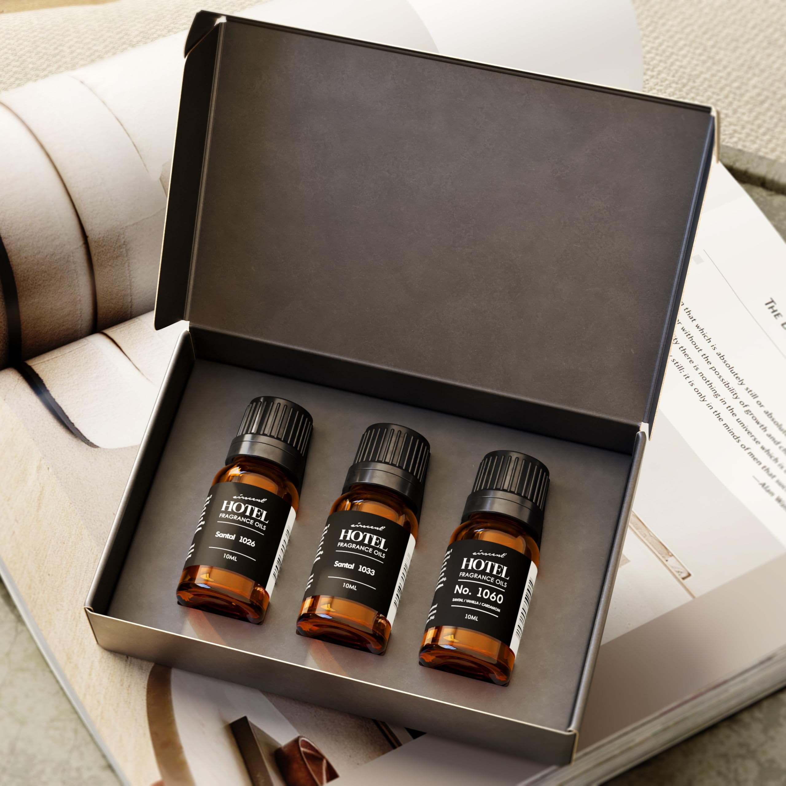 Air-Scent gotas de aceite en superficie, revela textura y pureza del producto