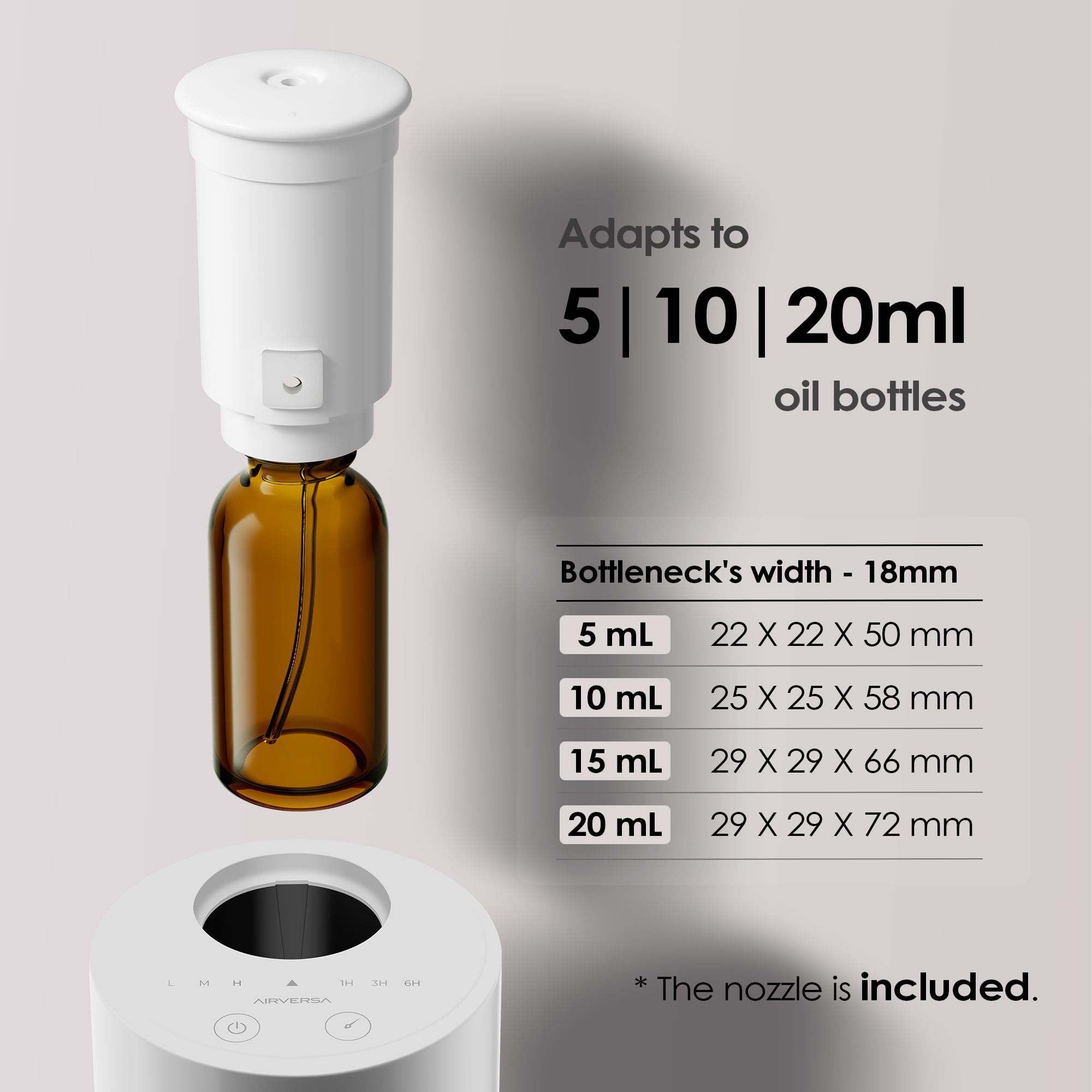 Airversa difusor con botella de aceite enroscada listo para usar y compatibilidad fácil