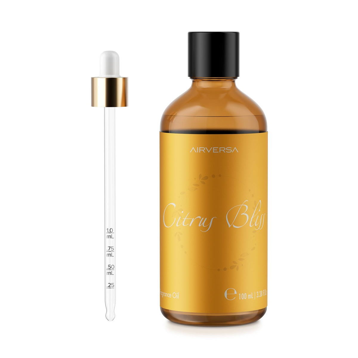 Airversa frasco frontal Citrus Bliss muestra etiqueta clara y aroma cítrico energizante