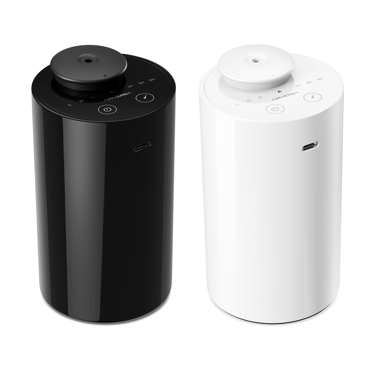 Airversa frente del difusor compacto mostrando diseño elegante y beneficios portátiles