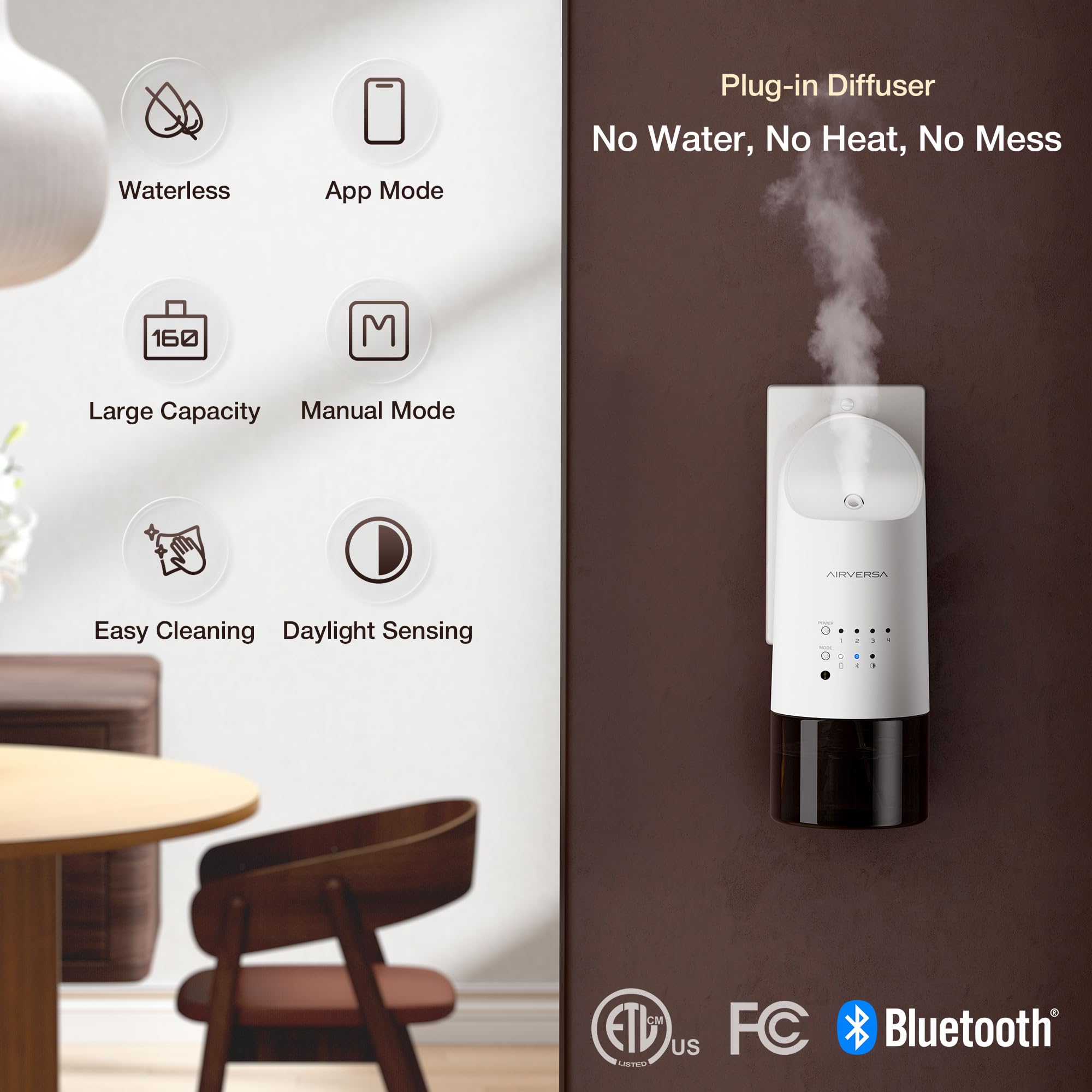 Airversa Scenta Plug detalle de textura y acabado negro que aporta estética durable