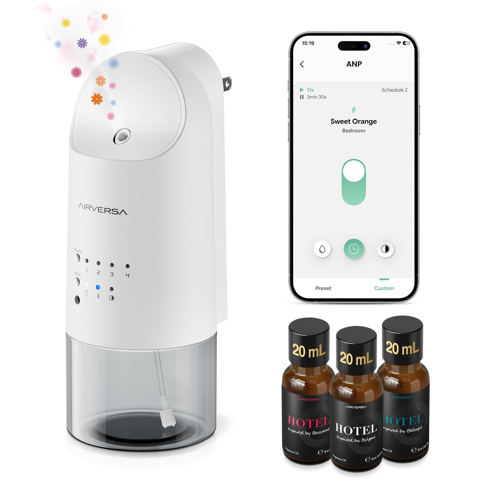 Airversa Scenta Plug vista frontal mostrando controles y diseño elegante