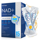 AirVigor pack frontal con sobres de NAD+ y presentación clara del producto