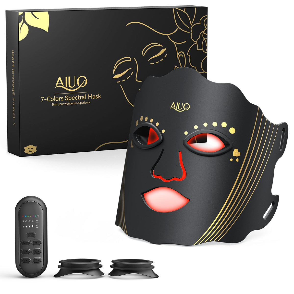 AIUO mascarilla frontal jet black mostrando diseño elegante y ajuste cómodo