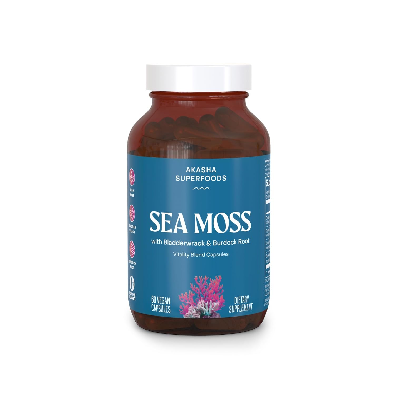 Akasha Sea Moss frasco en ambiente de playa para sensación natural