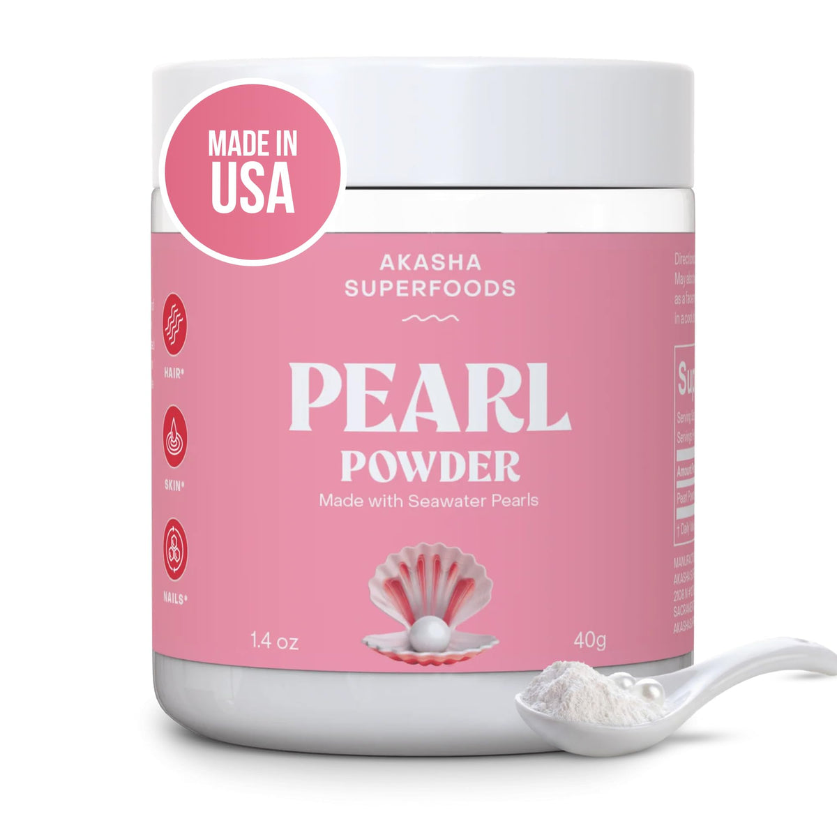 Akasha Superfoods envase frontal elegante y claro mostrando el polvo