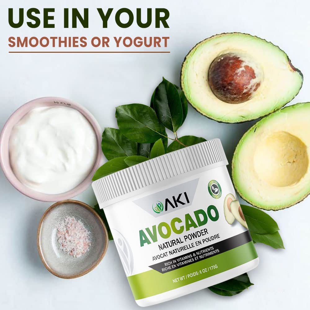 AKI ORGANIC cuchara con polvo de aguacate muestra porción precisa