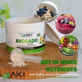 AKI ORGANIC aguacates Hass junto al polvo, destaca origen natural