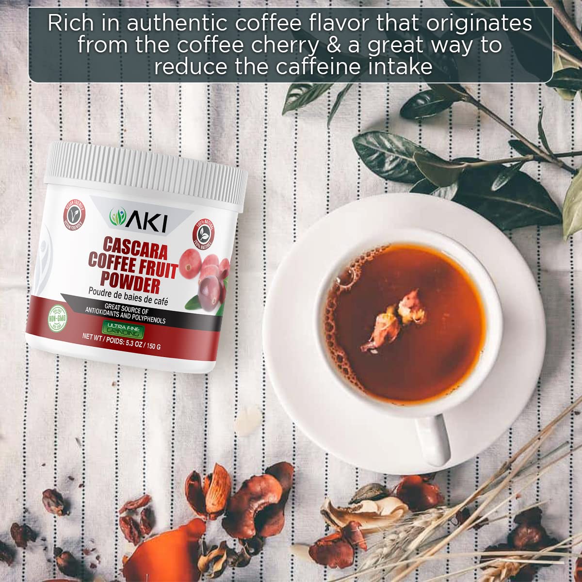 AKI ORGANIC batido con cascara mezclada para energía suave