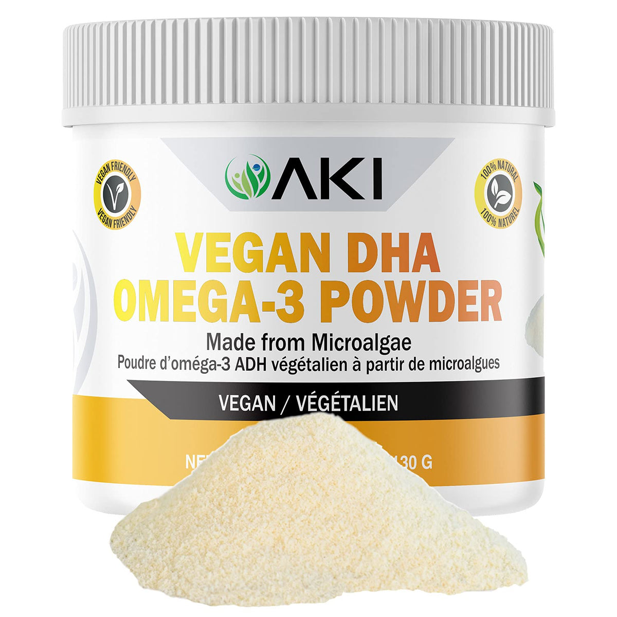 AKI ORGANIC envase frontal 130 g mostrando diseño y cantidad