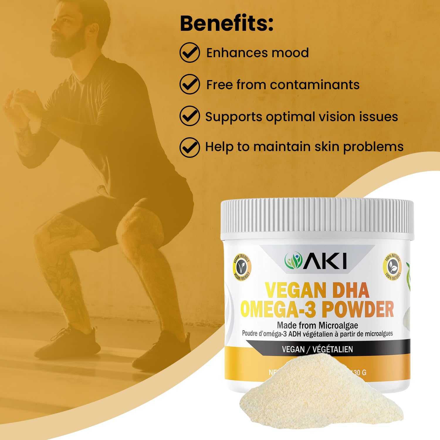AKI ORGANIC polvo mezclado en batido cremoso sin sabor a pescado