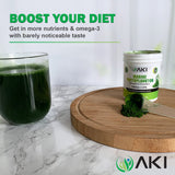 AKI ORGANIC etiqueta nutricional enfocada en 1200 mg de omega‑3 por ración