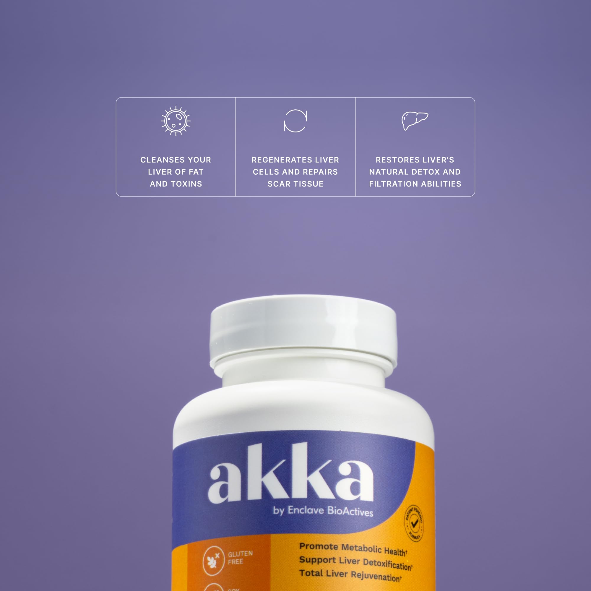 AKKA etiqueta ingredientes en primer plano destacando Akkermansia y silymarina