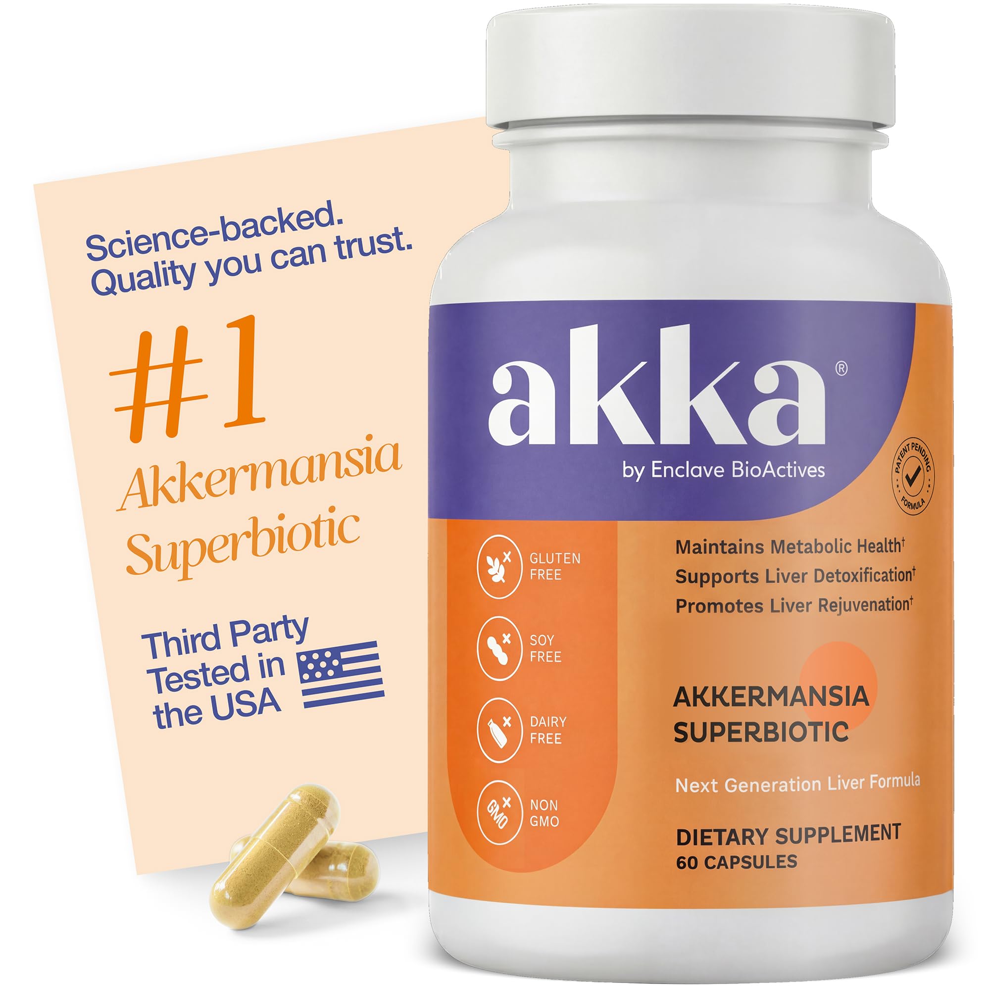 AKKA frente del envase mostrando el diseño y beneficios de apoyo hepático
