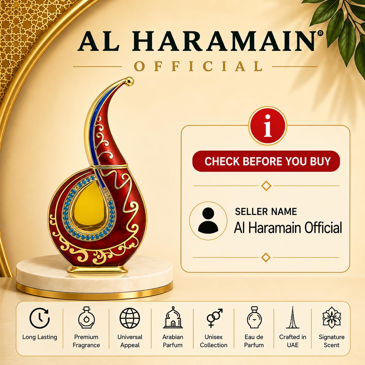 Al Haramain detalle del tapón que resalta calidad y cierre seguro