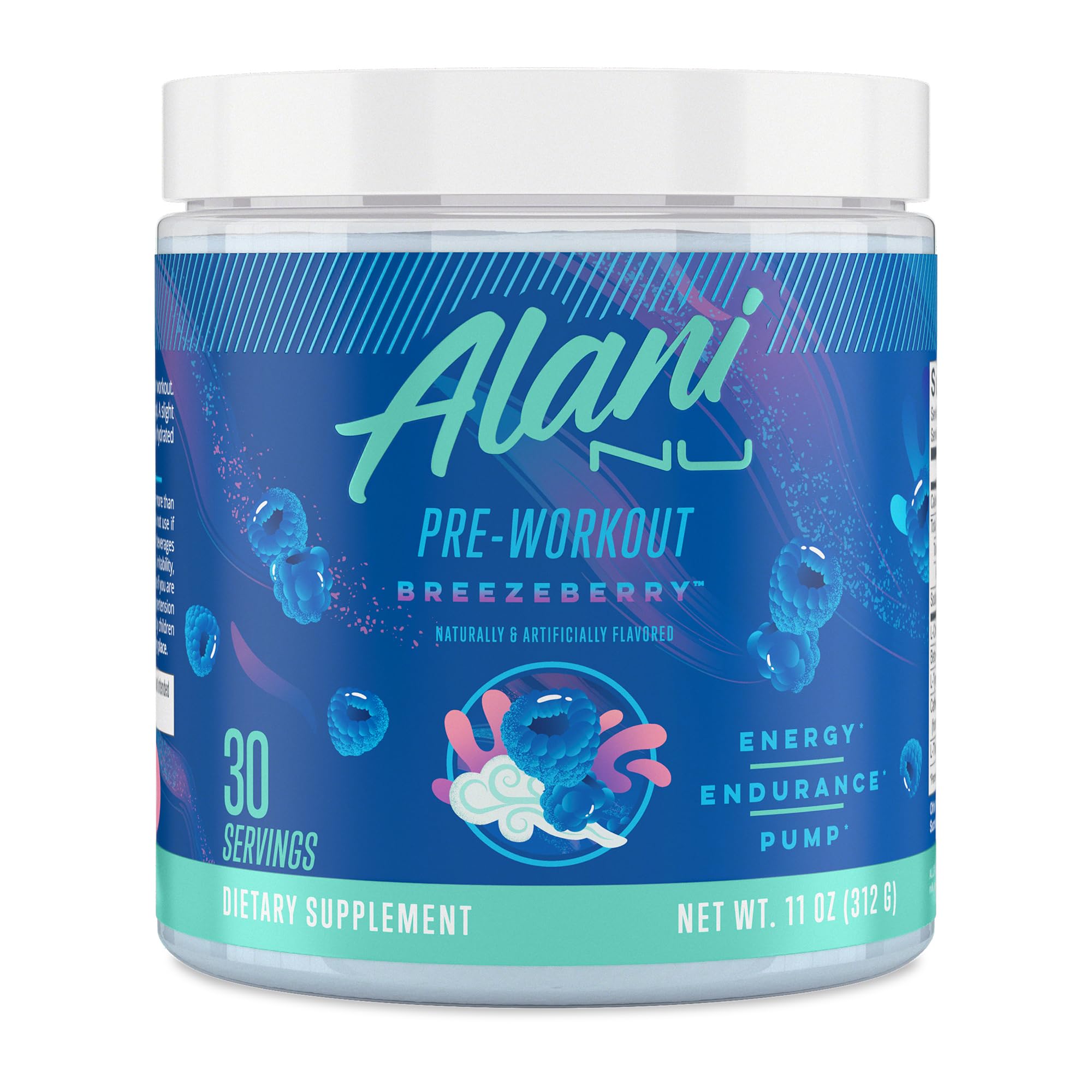Alani Nu envase frontal Breezberry mostrando sabor y beneficio energizante