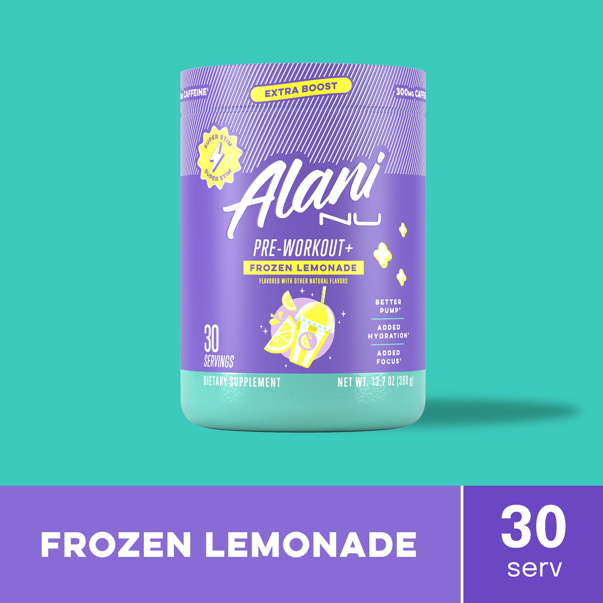 Alani Nu detalle del polvo del pre entreno, textura fina y fácil disolución
