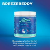 Alani Nu bebida mezcla en vaso usada antes de entrenamiento para energía sostenida