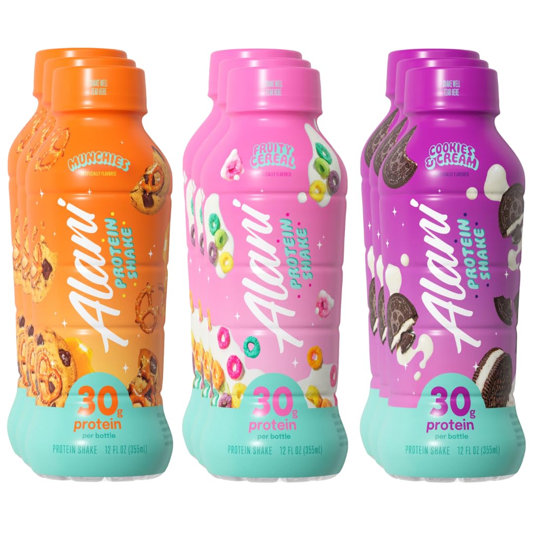 Alani Nu botella frontal mostrando etiqueta y beneficio proteico