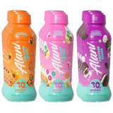 Alani Nu botella frontal mostrando etiqueta y beneficio proteico