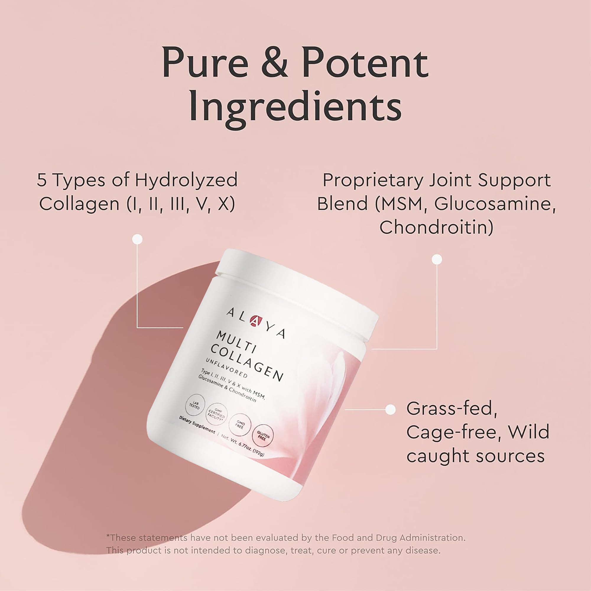 Alaya Naturals primer plano de textura del polvo resaltando disolución y mezcla rápida