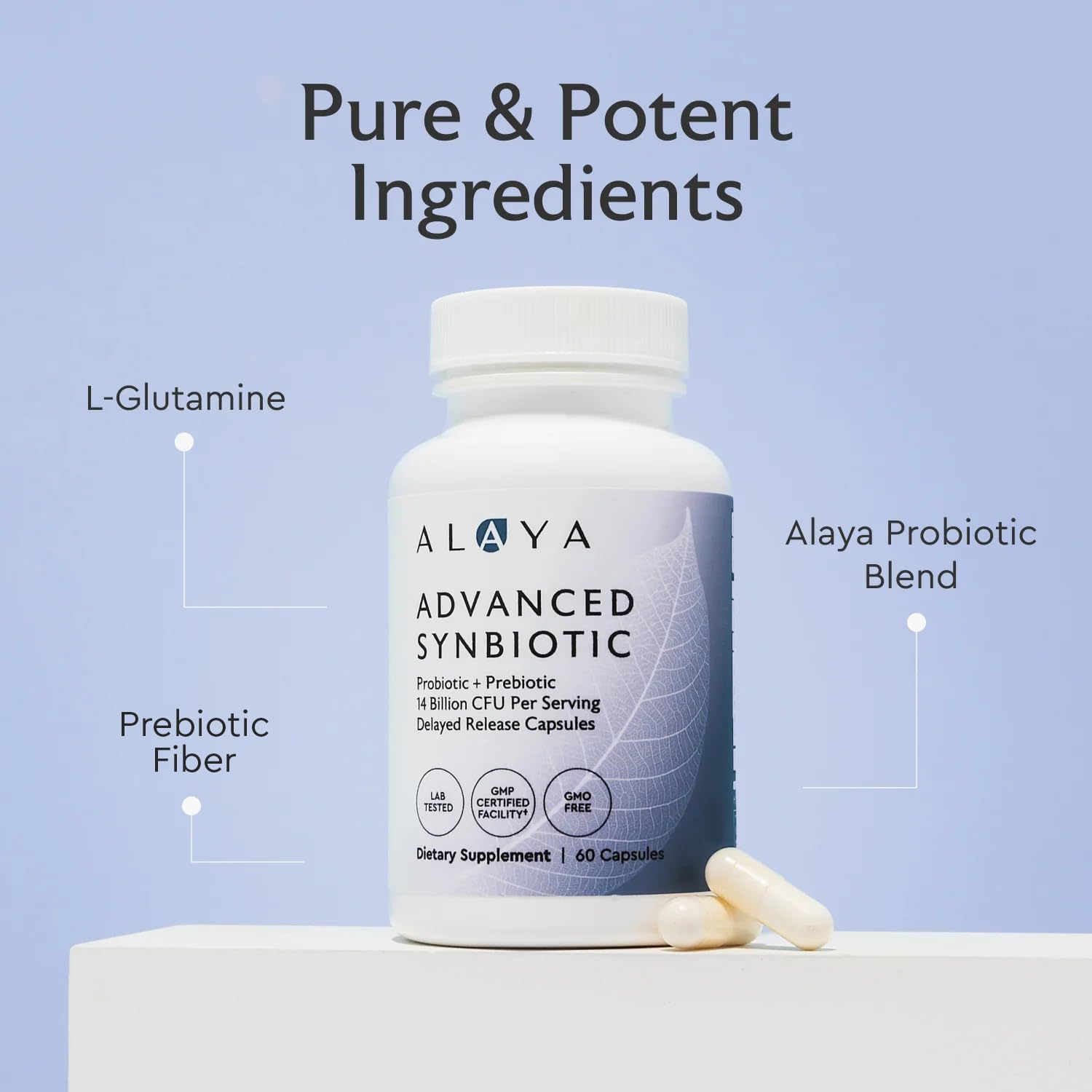 Alaya Naturals cápsula en primer plano que resalta la liberación retardada