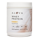 Frasco Alaya Naturals sabor vainilla mostrando etiqueta clara y beneficios