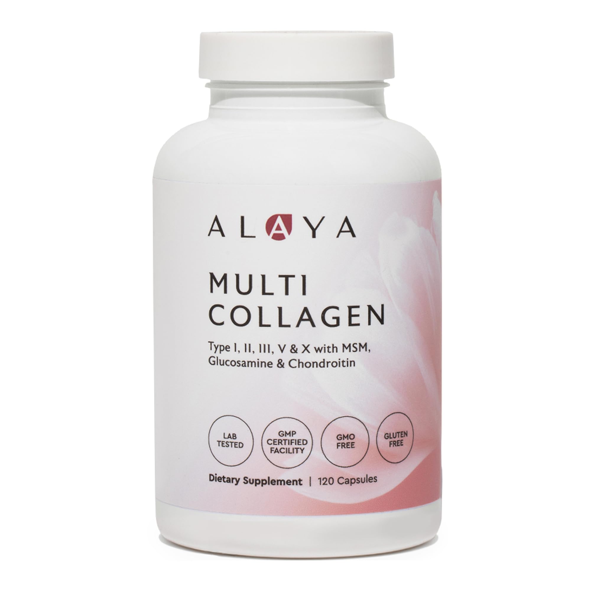 Alaya Naturals vista frontal del frasco con etiqueta clara y beneficio de conveniencia