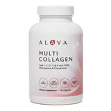 Alaya Naturals vista frontal del frasco con etiqueta clara y beneficio de conveniencia