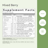 Alaya Naturals envase junto a frutas para mostrar tamaño y porción real