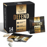 ALCOHOL SHIELD frente del paquete mostrando 14 sobres y diseño claro