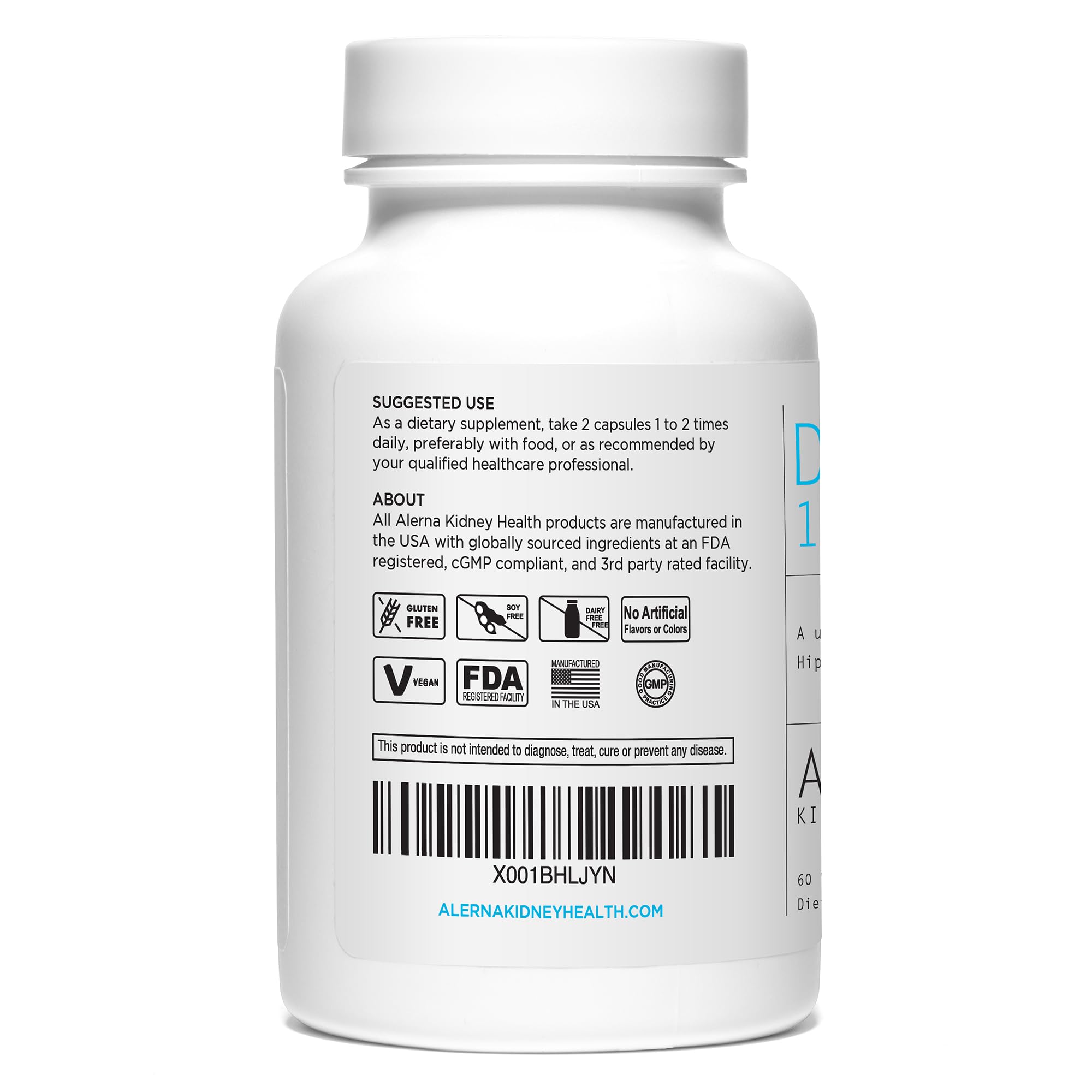 Alerna Kidney Health cápsulas en mano para apreciar tamaño y escala
