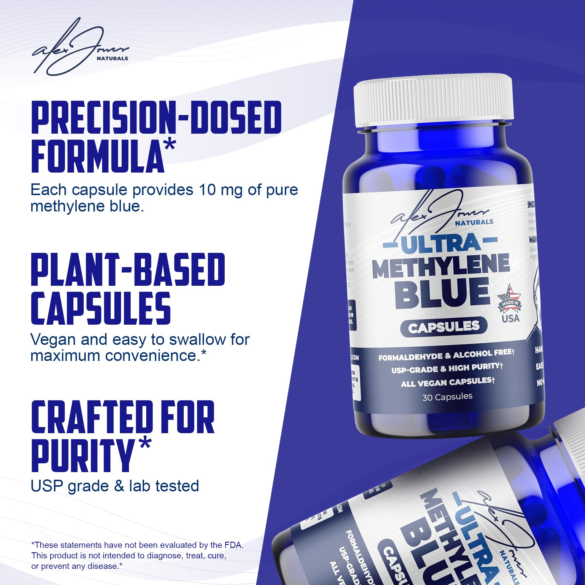 Alex Jones Naturals cápsula vegetal primer plano, textura y facilidad de ingestión