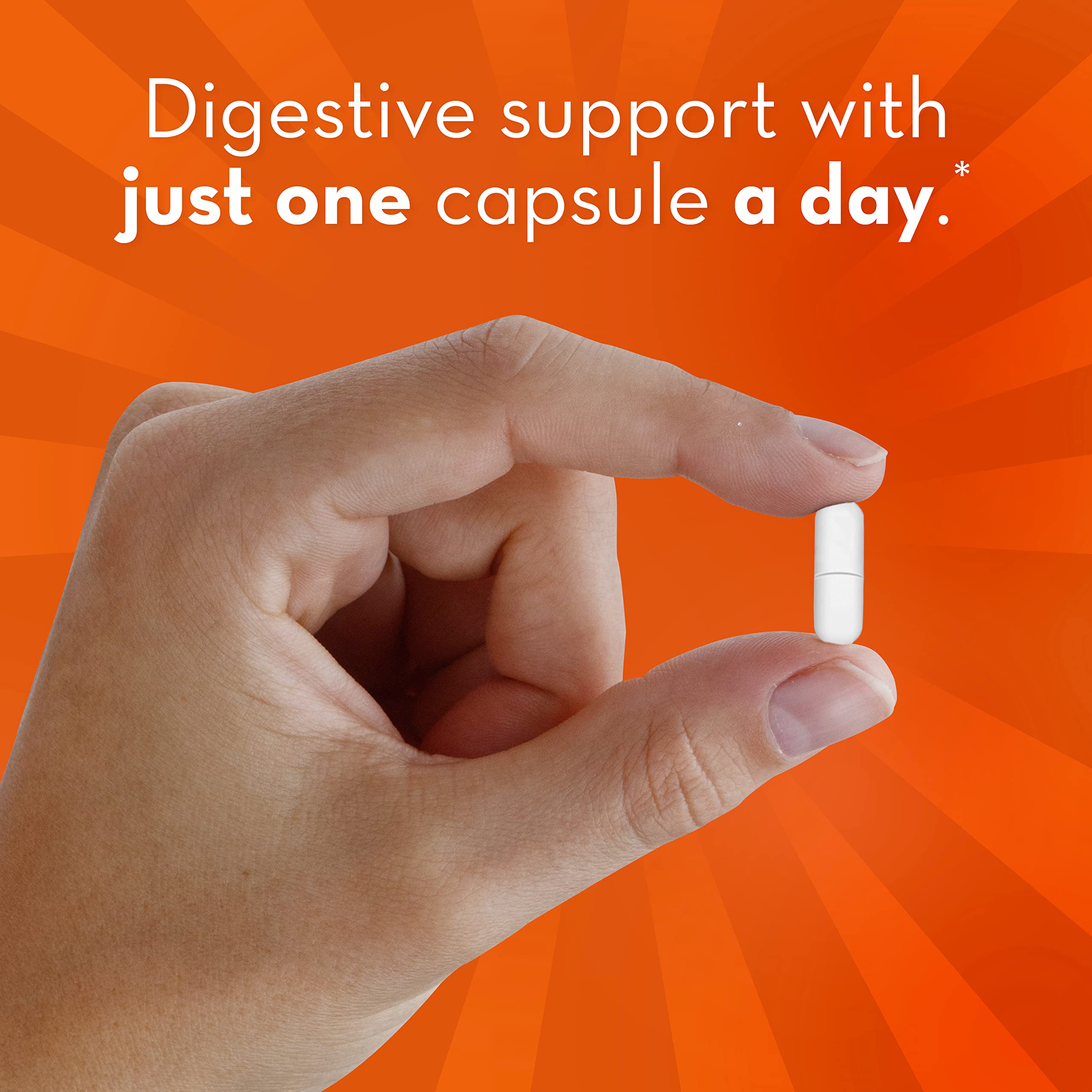 Align probiótico en uso persona tomando cápsula para equilibrio digestivo