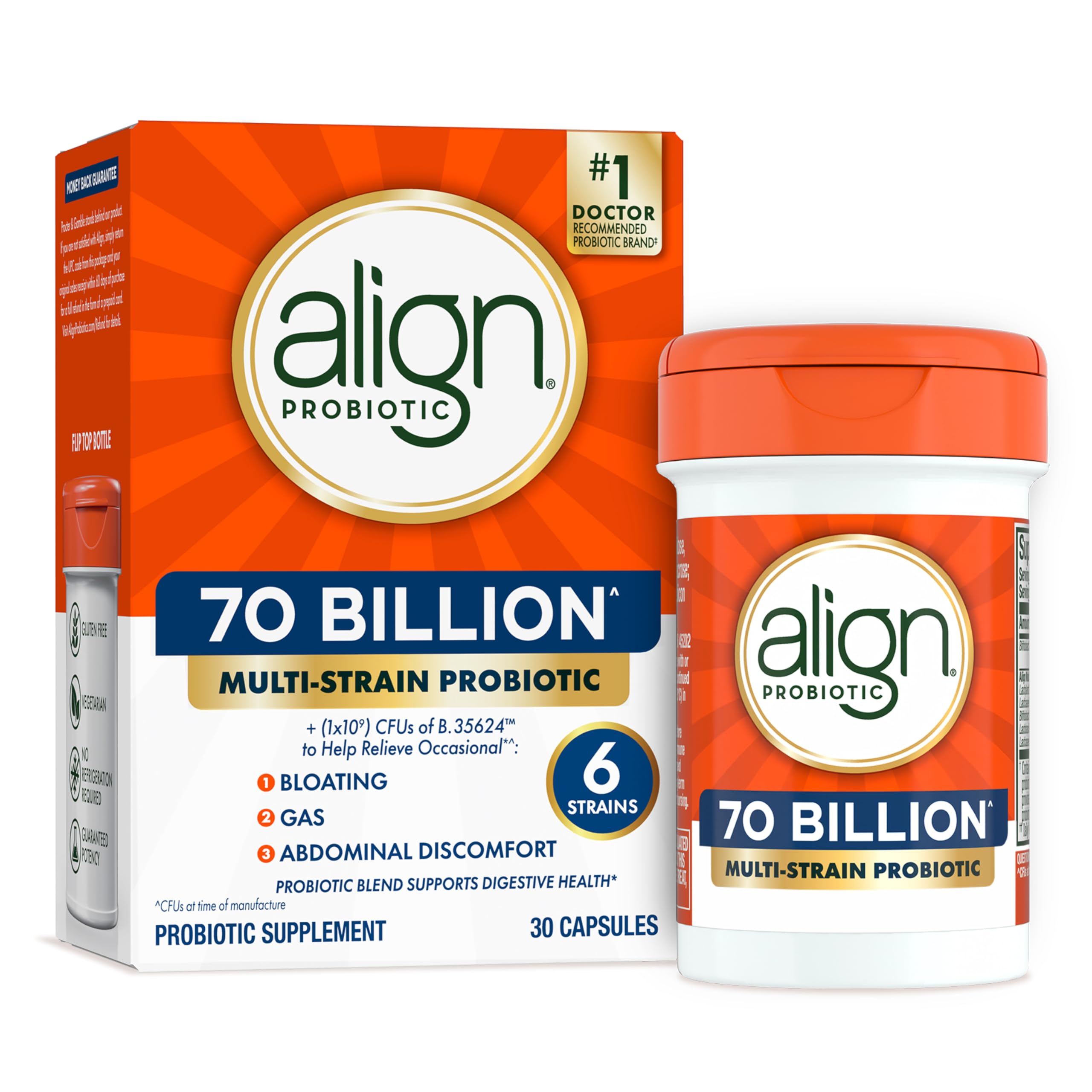 Align envase frontal mostrando etiqueta y beneficios para digestión