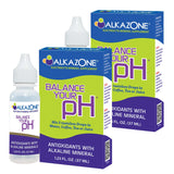 Alkazone frontal del paquete mostrando dos frascos y beneficios visibles