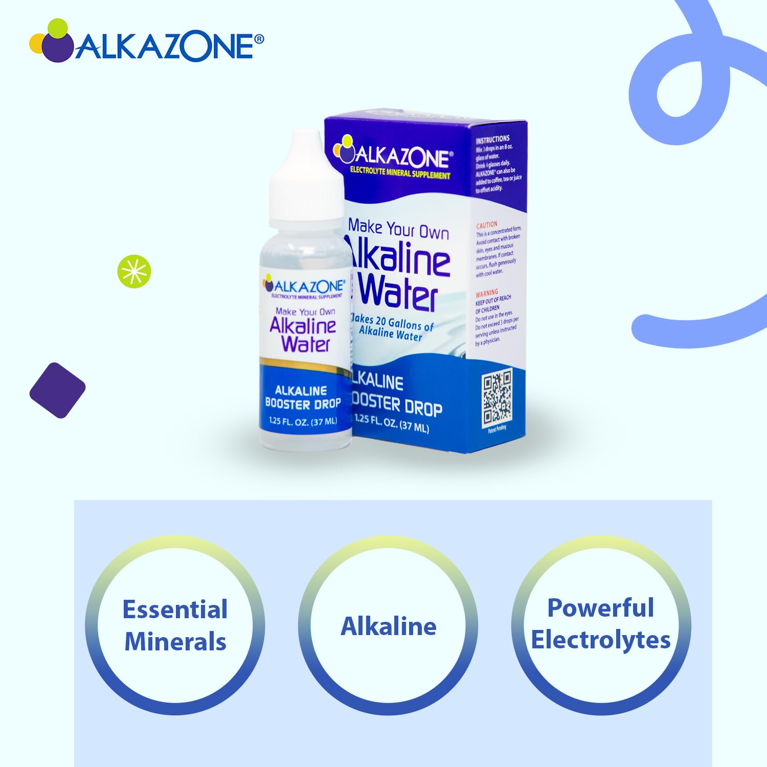 Alkazone uso en vaso de 8 oz con 3 gotas para obtener agua alcalina rápidamente