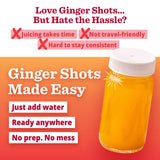All About Juicing tamaño de stick junto a moneda para referencia de escala
