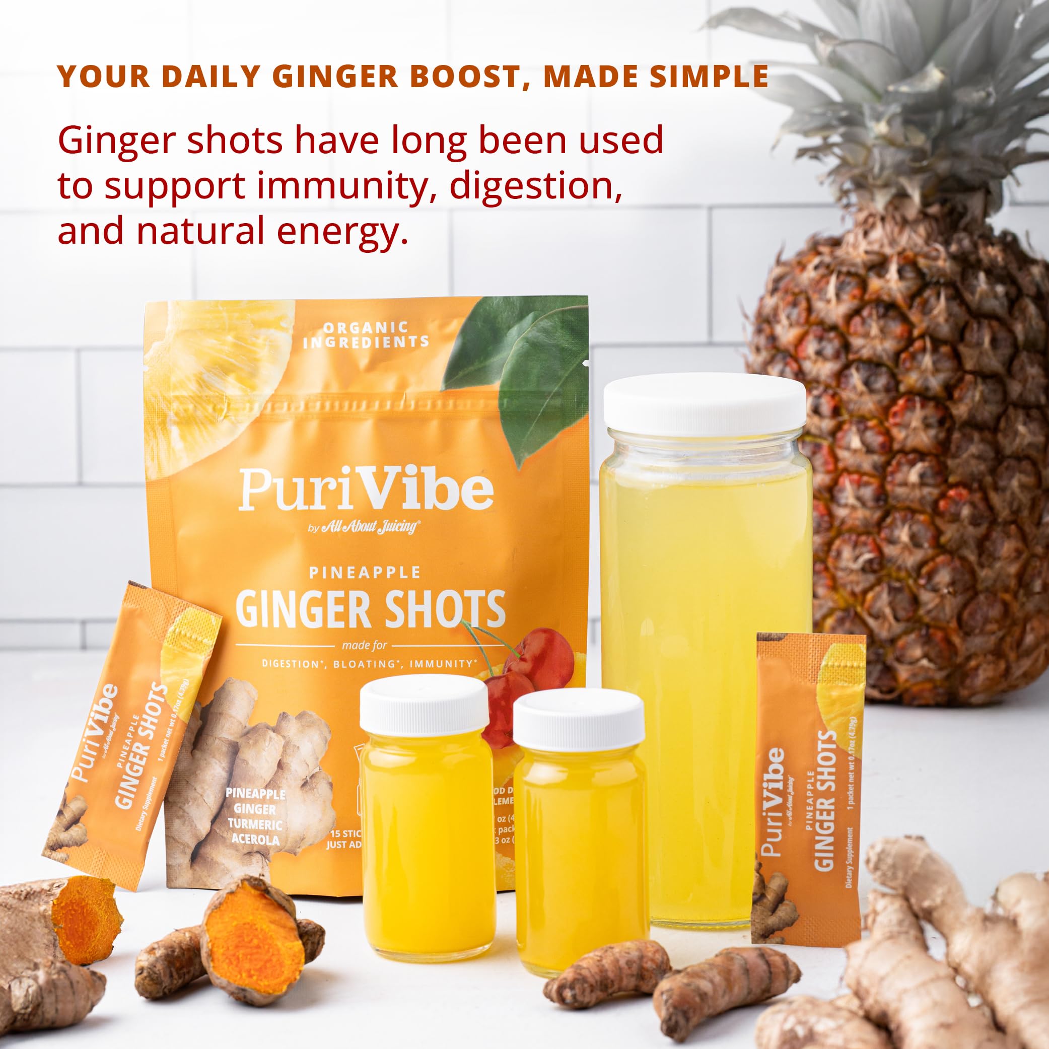 All About Juicing stick pack abierto listo para mezclar rápidamente