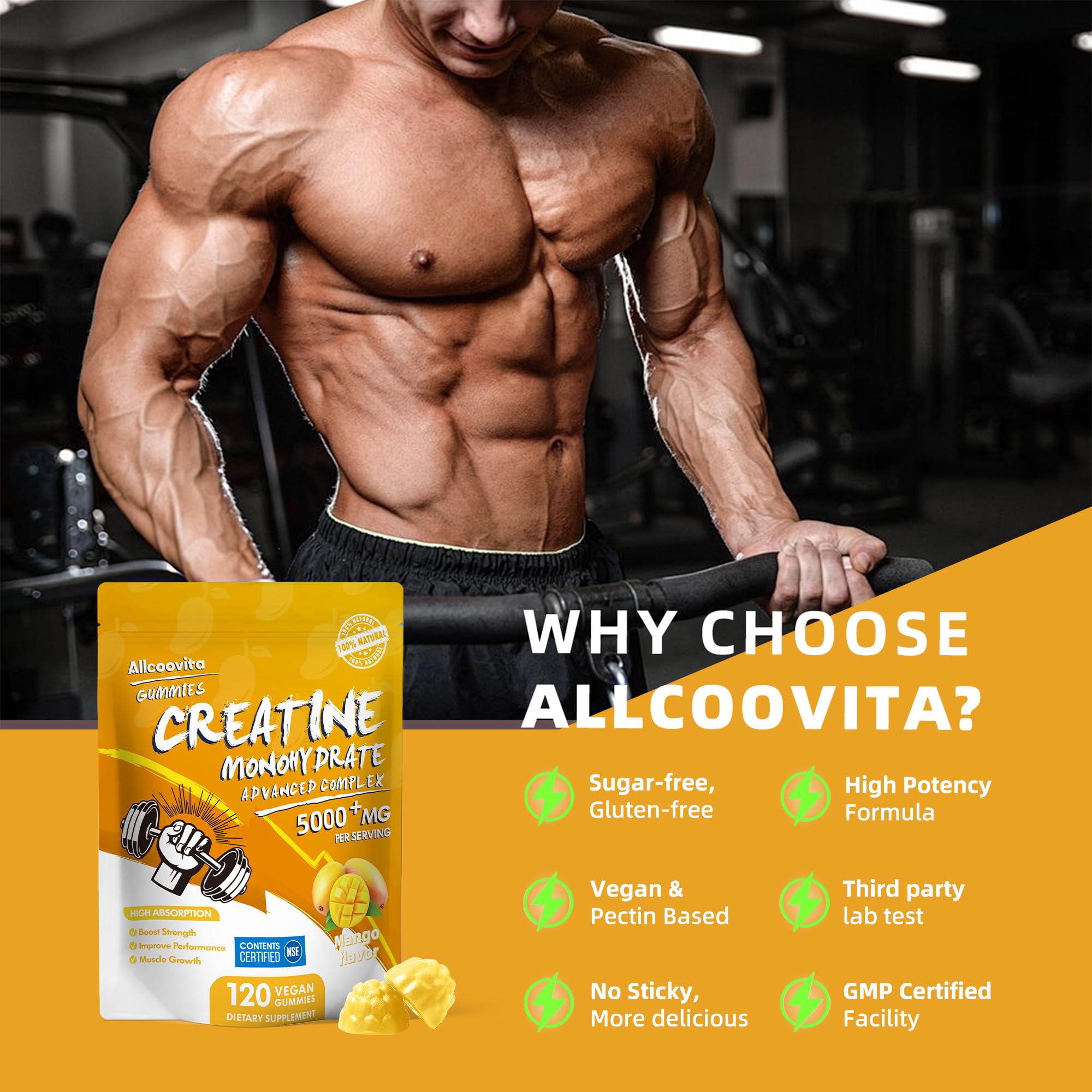 Allcoovita estilo de vida en gimnasio, apto para entrenamiento y energía