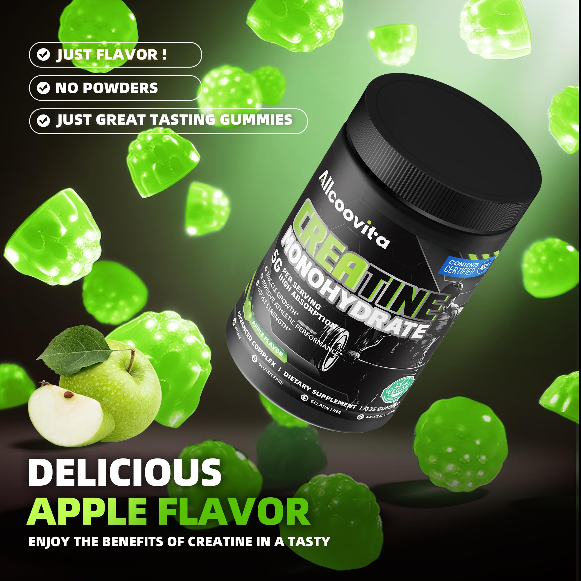 Allcoovita gomitas sabor manzana en ambiente lifestyle práctico