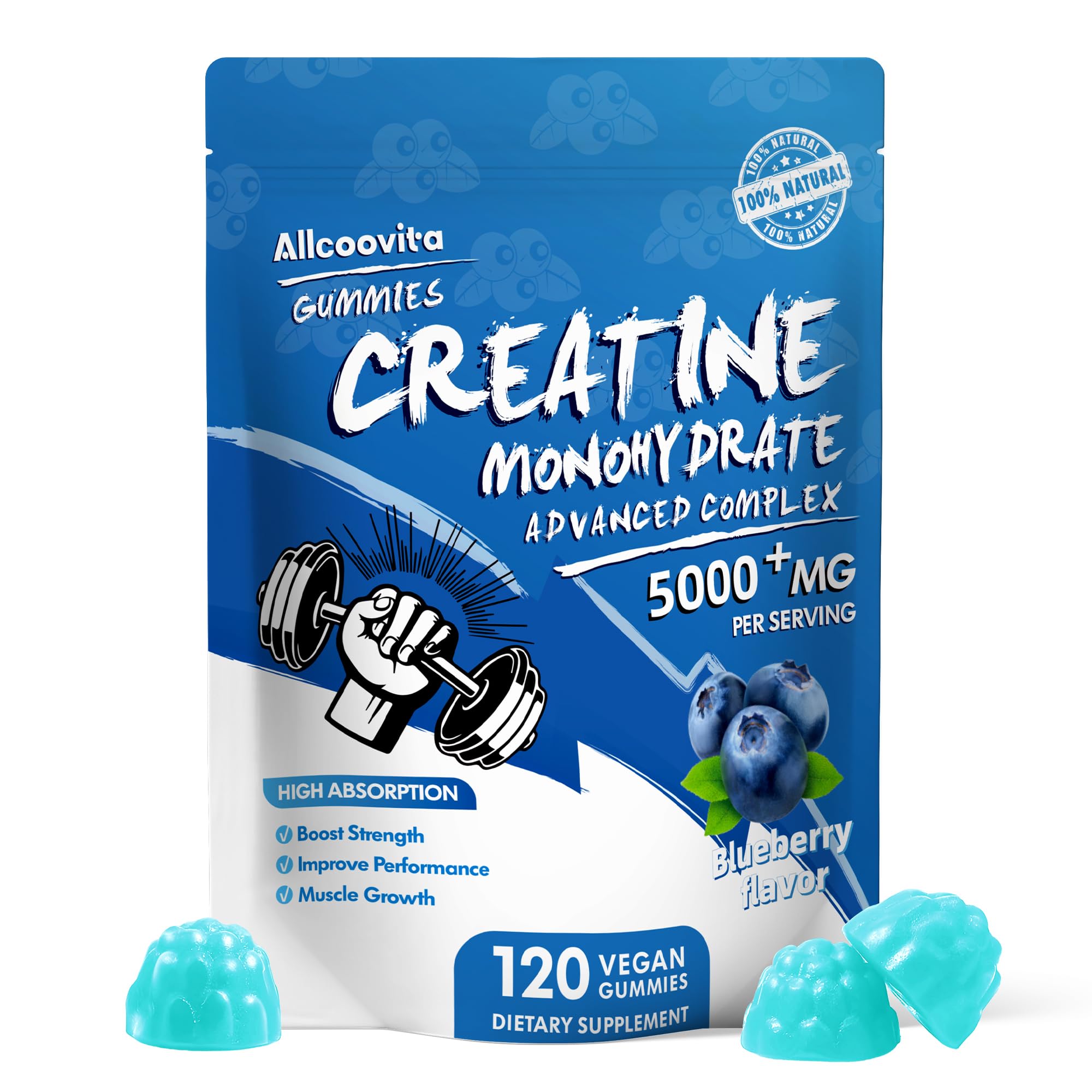 Allcoovita envase abierto mostrando 120 gominolas, suministro claro