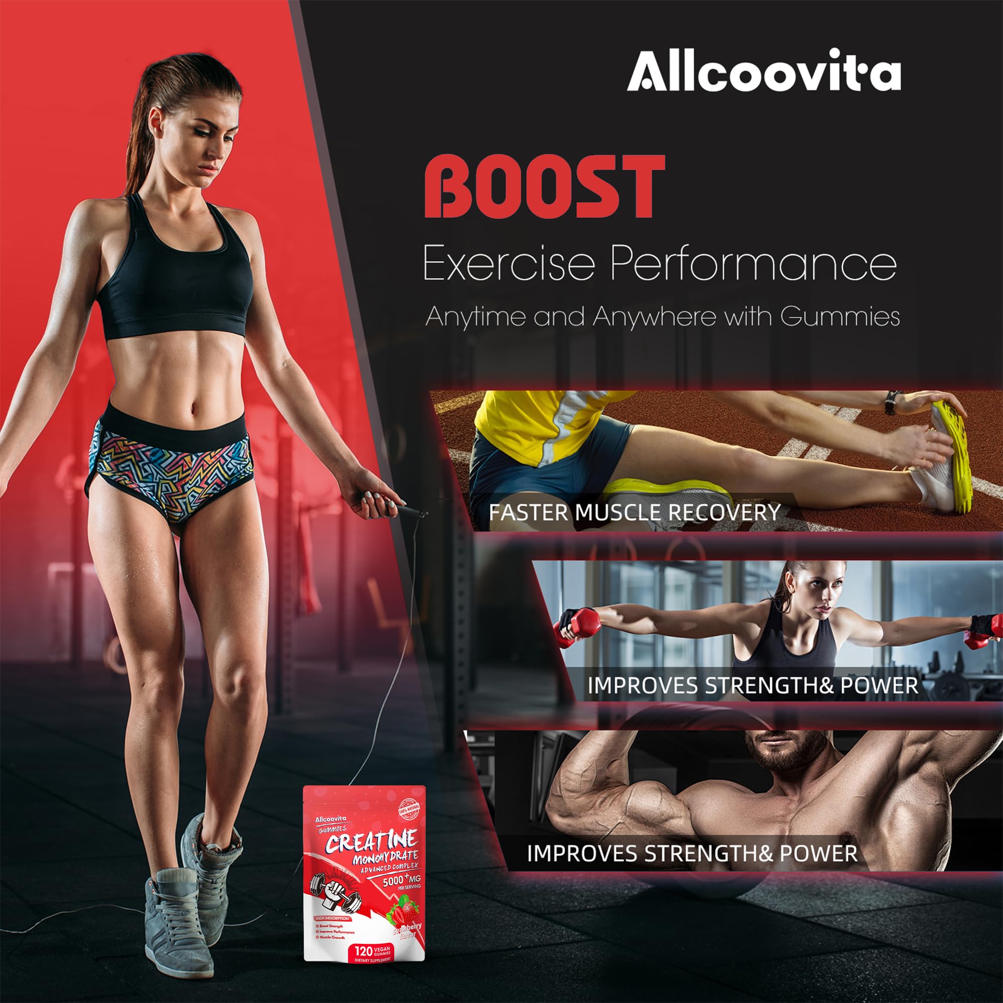 Allcoovita gominola en mano antes de entrenar, conveniencia pre-entreno