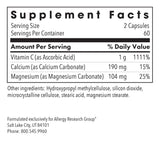Allergy Research Group etiqueta lateral con ingredientes y beneficios visibles