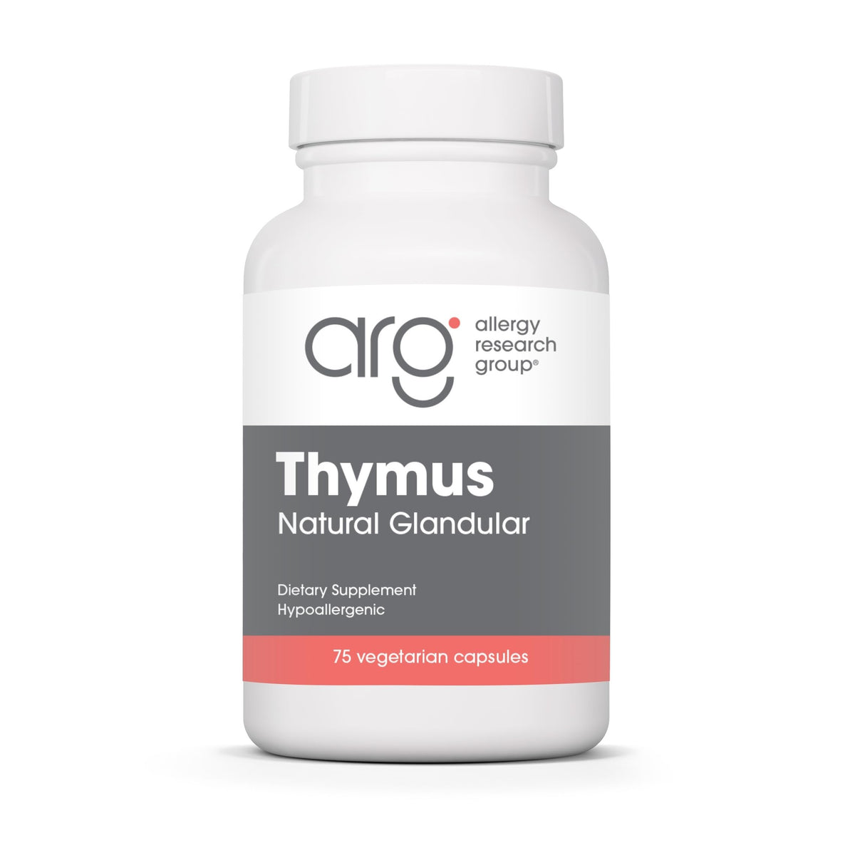 Allergy Research Group envase ARG Thymus frontal, muestra limpieza y calidad