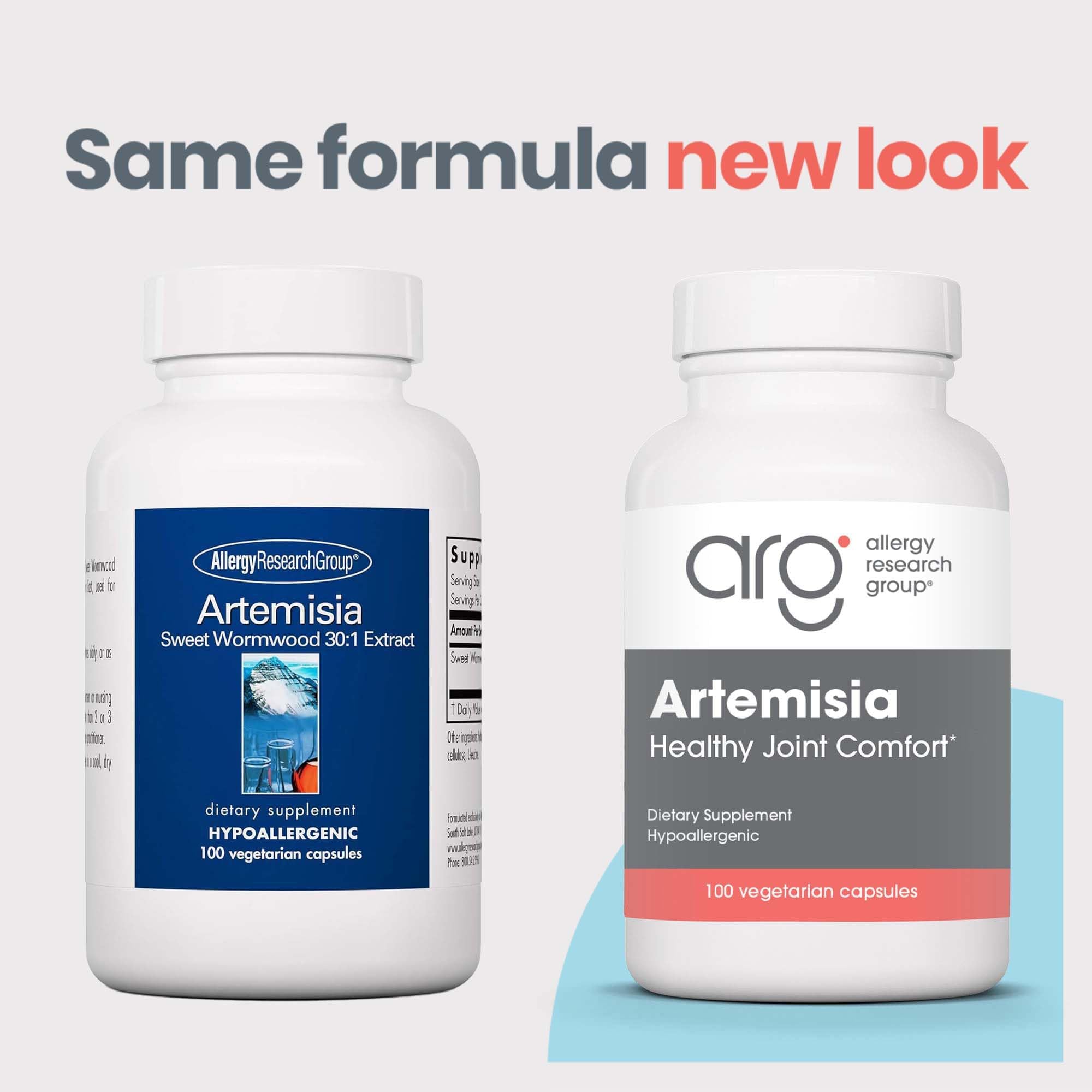 Allergy Research Group botella abierta con cápsulas para visualización de dosis y conveniencia